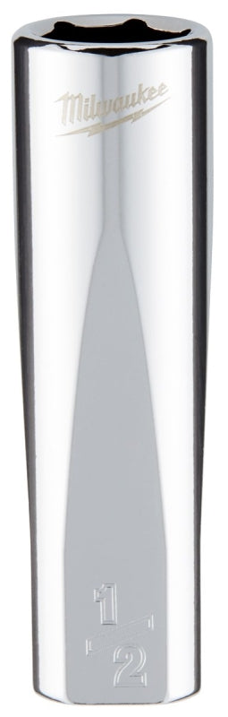 Milwaukee 45-35-5000 Socket, 1/2 in Socket, Deep Socket, 3.543 in OAL, 3/8 in Drive, 6 -Point, Chrome Vanadium Steel