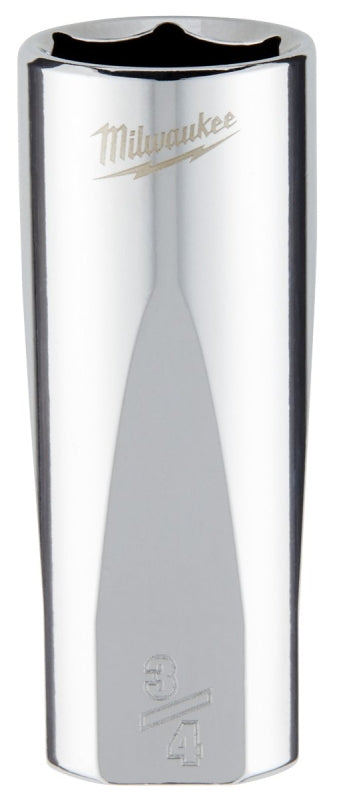 Milwaukee 45-34-7500 Socket, 3/4 in Socket, Deep Socket, 3.543 in OAL, 3/8 in Drive, 6 -Point, Chrome Vanadium Steel