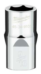 Milwaukee 45-34-9101 Socket, 9/16 in Socket, Standard Socket, 0.85 in OAL, 1/2 in Drive, 6 -Point, Chrome Vanadium Steel
