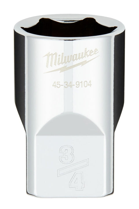 Milwaukee 45-34-9104 Socket, 3/4 in Socket, Standard Socket, 1.02 in OAL, 1/2 in Drive, 6 -Point, Chrome Vanadium Steel