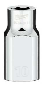 Milwaukee 45-34-9111 Socket, 10 mm Socket, Standard Socket, 0.85 in OAL, 1/2 in Drive, 6 -Point, Chrome Vanadium Steel