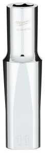Milwaukee 45-34-9135 Socket, 11 mm Socket, Deep Socket, 0.85 in OAL, 1/2 in Drive, 6 -Point, Chrome Vanadium Steel
