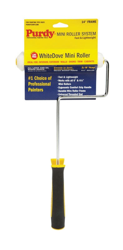 Purdy White Dove Mini Roller and Frame Threaded End 14 in. L For Semi-Smooth Surfaces For walls,