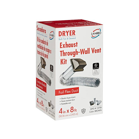 Lambro 1375B Wall Hood Vent Kit, Plastic, Brown