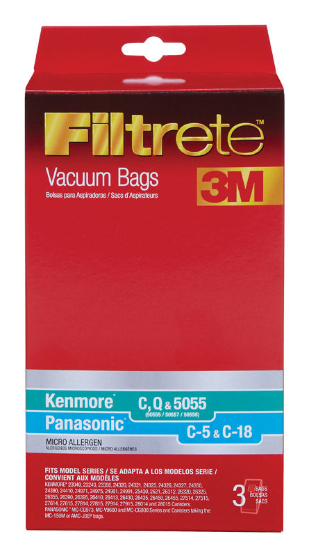 Kenmore Vacuum Bags Micro Allergen Style Kenmore C, Q and Panasonic C-5 and C-18 Fits Kenmore Bagge
