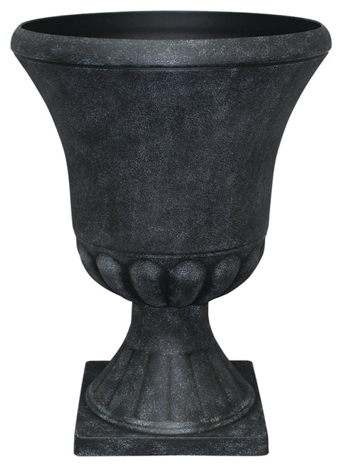 Southern Patio EB-029816 Winston Urn, 21 in H, 16 in W, 16 in D, Resin/Stone Composite, Weathered Black