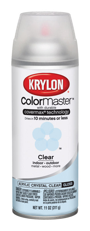 Krylon ColorMaster Crystal Clear Gloss Acrylic Paint + Primer Spray 11 oz.