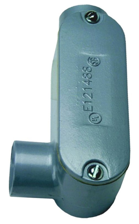 BWF 200-CGV Conduit Body, LL, Thinwall, 1/2 in Hub, 4.3 in OAL, 2-Hub, Threaded, Aluminum, Gray
