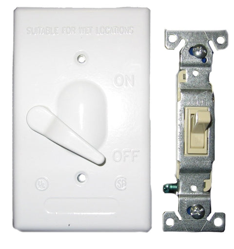 BWF 611W-1 Toggle Switch Cover, 4-9/16 in L, 2-13/16 in W, Metal, White, Powder-Coated