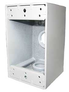 Teddico/Bwf B-5WV Outlet Box, 1-Gang, 3-Knockout, 3-1/2 in, Metal, White, Powder-Coated