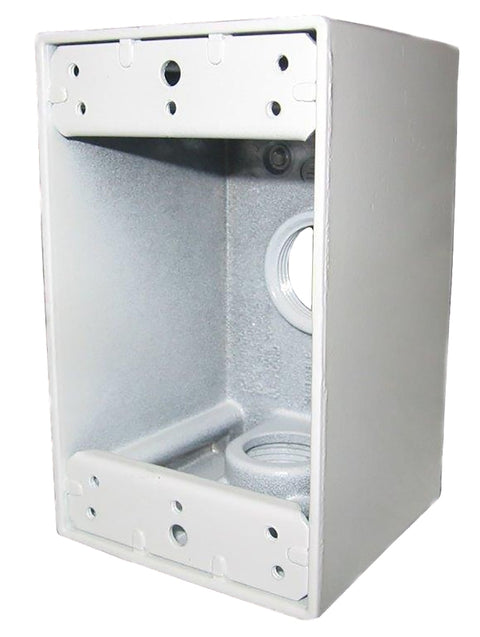 Teddico/Bwf B-5WV Outlet Box, 1-Gang, 3-Knockout, 3-1/2 in, Metal, White, Powder-Coated