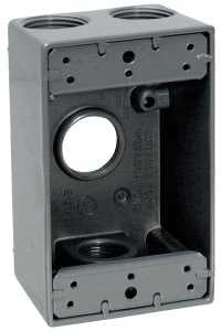 Teddico/Bwf B75-2V Outlet Box, 1-Gang, 4-Knockout, 4-3/4 in, Metal, Gray, Powder-Coated