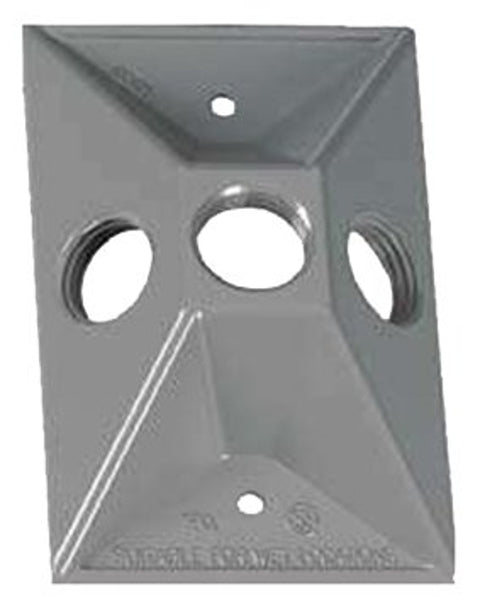 BWF RC-3V Cover, Lampholder, 4-1/2 in L, 2-7/8 in W, Rectangular, 1-Gang, Metal, Gray, 20/PK, Powder-Coated