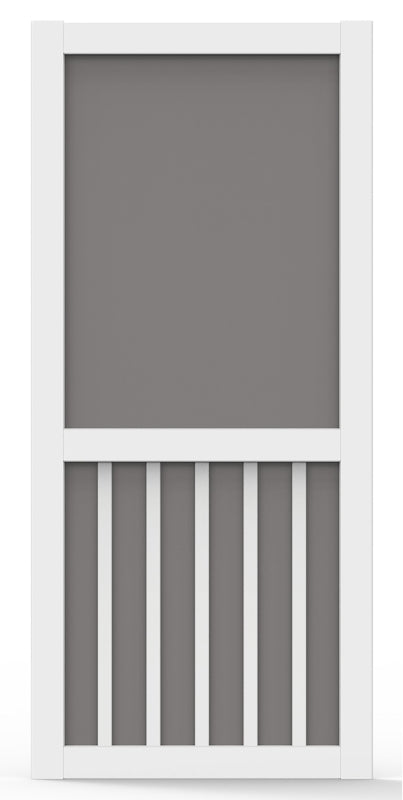 Screen Tight 5BAR36H Series Screen Door, 36 in W Opening, 80 in H Opening, Vinyl Frame, White, Reversible Handle