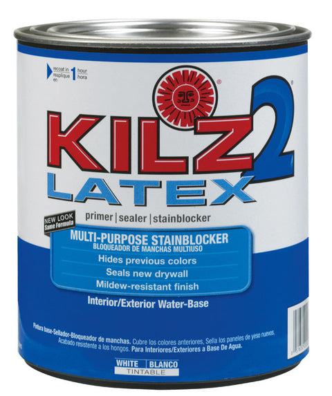 Kilz 2 Latex Water-Based Interior and Exterior Primer and Sealer 1 qt. White Mildew-Resistant