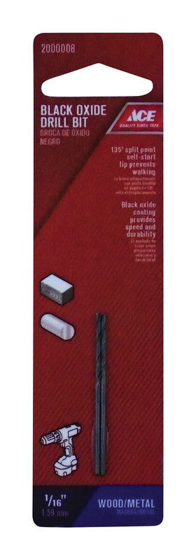 Ace Black Oxide 1/16 in. Dia. Drill Bit 2 pc.