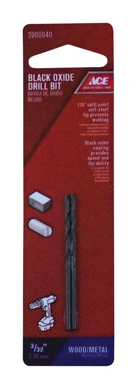 Ace Black Oxide 3/32 in. Dia. Drill Bit 2 pc.
