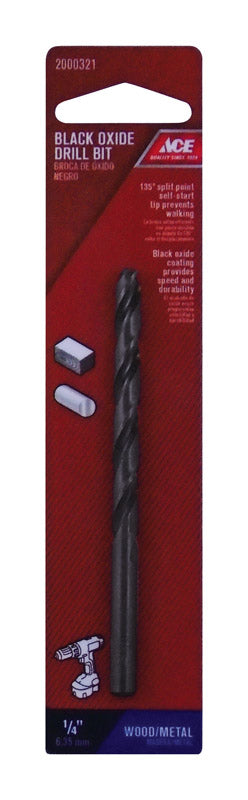 Ace Black Oxide 1/4 in. Dia. Drill Bit 1 pc.