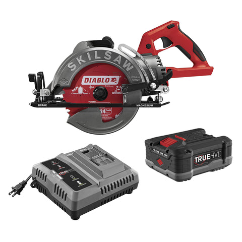 Skilsaw SPTH77M-12 Worm Drive Saw Kit, Battery Included, 48 V, 7-1/4 in Dia Blade, 53 deg Bevel