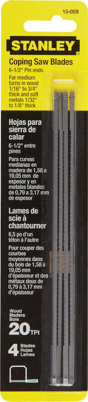 Stanley 0.1 in. W x 6.5 in. L x 0.02 in. Steel Coping Saw Blade
