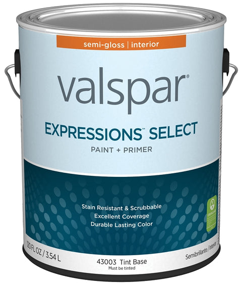 Valspar Expressions Select 4300 028.0043003.007 Latex Paint, Acrylic Base, Semi-Gloss Sheen, Tint Base, 1 gal, Pack of 4