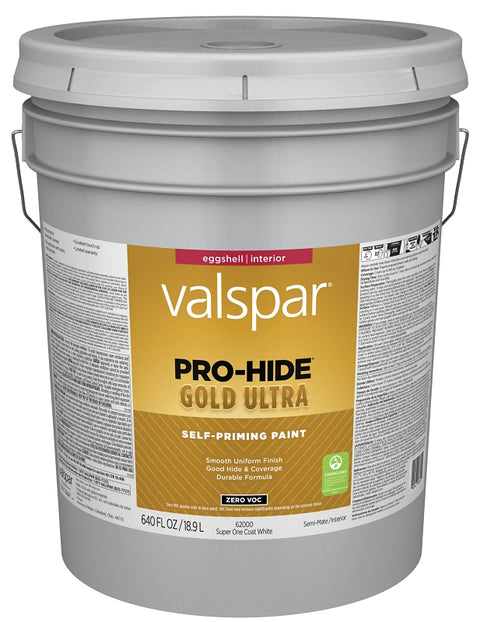 Valspar Pro-Hide Gold Ultra 6200 Series 028.0062000.008 Interior Paint, Acrylic, Latex, Super One Coat White, Eggshell
