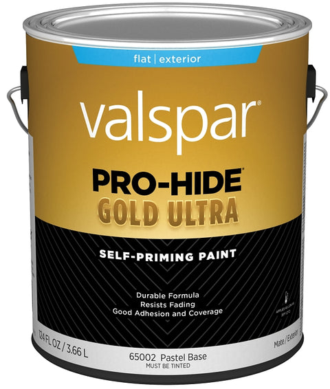 Valspar Pro-Hide Gold Ultra 6500 028.0065002.007 Latex Paint, Acrylic Base, Flat Sheen, Pastel Base, 1 gal, Pack of 4