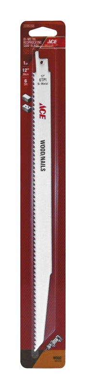 Ace 12 in. L 6 TPI Bi-Metal Reciprocating Saw Blade 1 pk