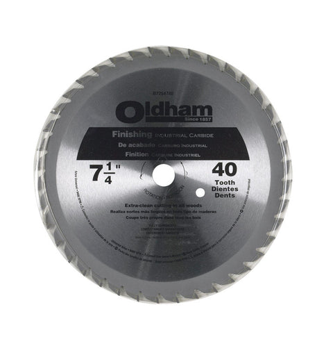 Oldham 7-1/4 in. Dia. 40 teeth Carbide Tip Steel Circular Saw Blade For Fine Tooth Finish