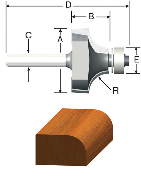 Vermont American 1/4 in. Radius Carbide Tipped Round Over Router Bit