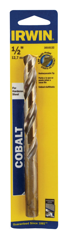 Irwin Cobalt High Speed Steel Straight 1/2 in. Dia. x 6 in. L Drill Bit 1 pc.