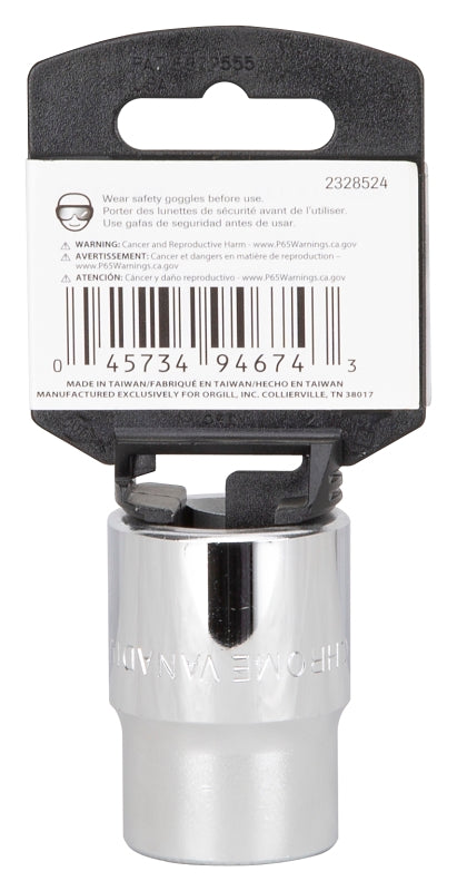 Vulcan MT-SM6022 Drive Socket, 22 mm Socket, 3/4 in Drive, 12-Point, Chrome Vanadium Steel, Chrome