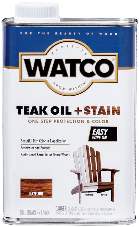 WATCO 348746 Oil and Stain, Warm Glow, Hazelnut, Liquid, 1 qt Can