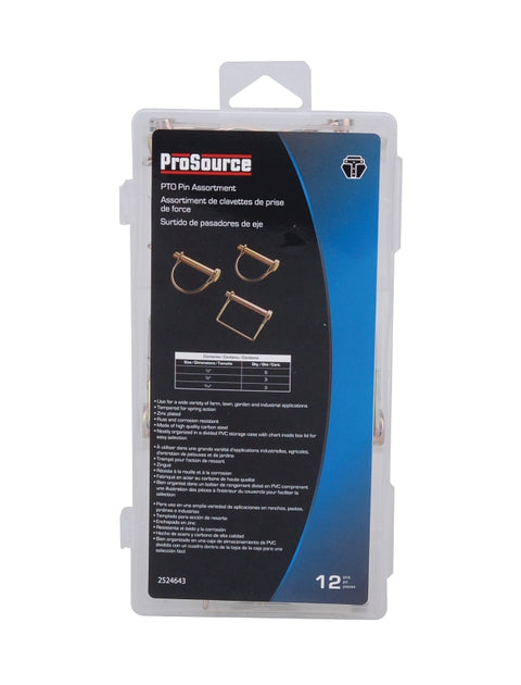 ProSource 61216 PTO Pin Assortment, Steel, Zinc, 12-Piece