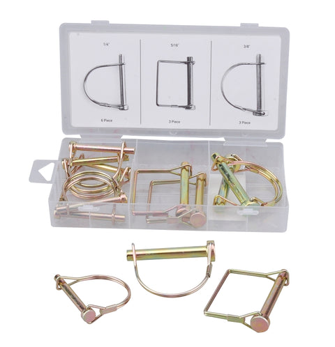 ProSource 61216 PTO Pin Assortment, Steel, Zinc, 12-Piece