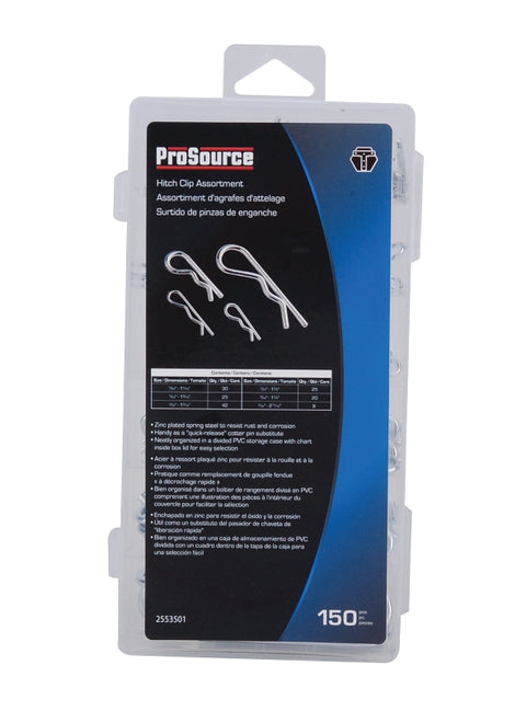 ProSource 61202 Hitch Clip Assortment, Steel, Zinc, 150-Piece