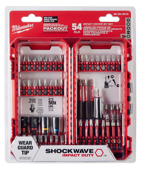 Milwaukee SHOCKWAVE Impact Duty Series 48-32-4010 Driver Bit Set, 54-Piece, All-Purpose, Alloy Steel