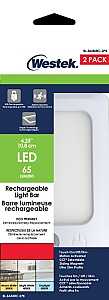 Westek BL-BAR4RC-2PK Rechargeable Bar Light, 5 V, Lithium-Ion Battery, LED Lamp, 60, 65, 60 Lumens, White