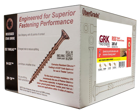 GRK Fasteners RSS 10281 Structural Screw, 3/8 in Thread, 6 in L, Washer Head, Star Drive, Steel, 300 BX