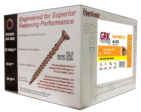 GRK Fasteners 10069 Cabinet Screw, #8 Thread, 1-1/4 in L, Washer Head, Star Drive, Steel, 4000 BX