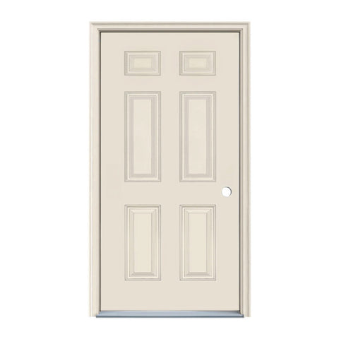 32 in. x 80 in. Prehung Steel 6 Panel Door Right Finger Joint Jamb