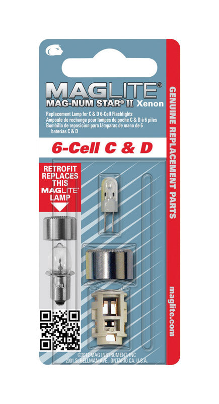 Maglite Mag-Num Star II 6-Cell C& D Flashlight Bulb Xenon Bi-Pin