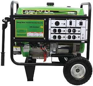 Lifan ES5700E Portable Generator, 42.2 A, 120/240 V, 5700 W Output, Gasoline, 6.5 gal Tank