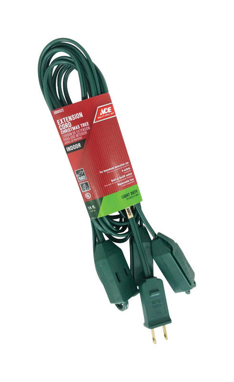Ace Indoor Extension Cord 18/2 SPT-2 15 ft. L Green