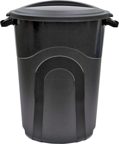 United Solutions TI0019 Trash Can, 32 gal, Black, Plastic, Snap-On Lid, Pack of 6