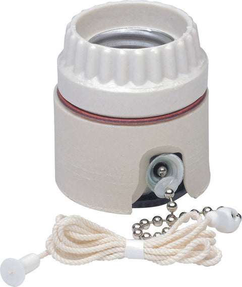 Leviton Pull Chain Socket 250 watts 250 volts Medium Ivory