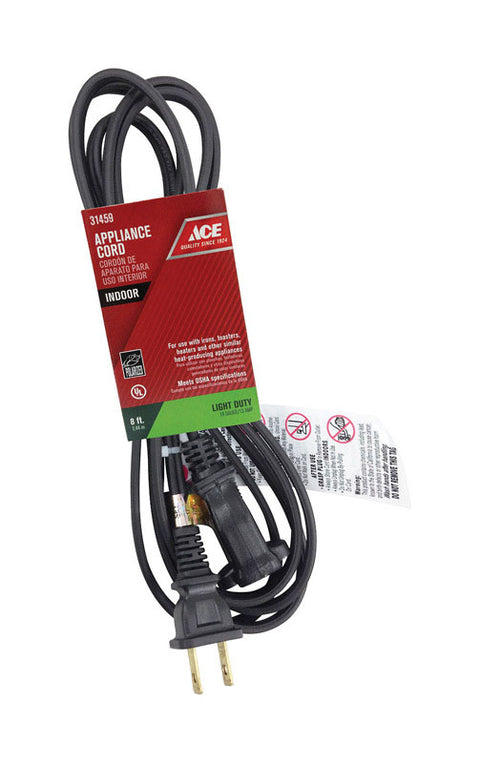 Ace 16/2 HPN 125 volts Appliance Cord 8 ft. L Black