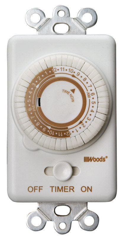 Woods Indoor Wall Switch Timer 20 amps 120 volts White