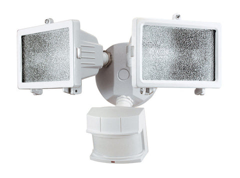 Heath Zenith White Metal Security Light Motion-Sensing Halogen 150 watts