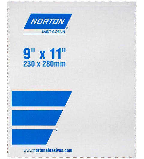 Norton ProSand 07660702624 Sanding Sheet, 11 in L, 9 in W, Extra Fine, 320 Grit, Aluminum Oxide Abrasive, Paper Backing, Pack of 100